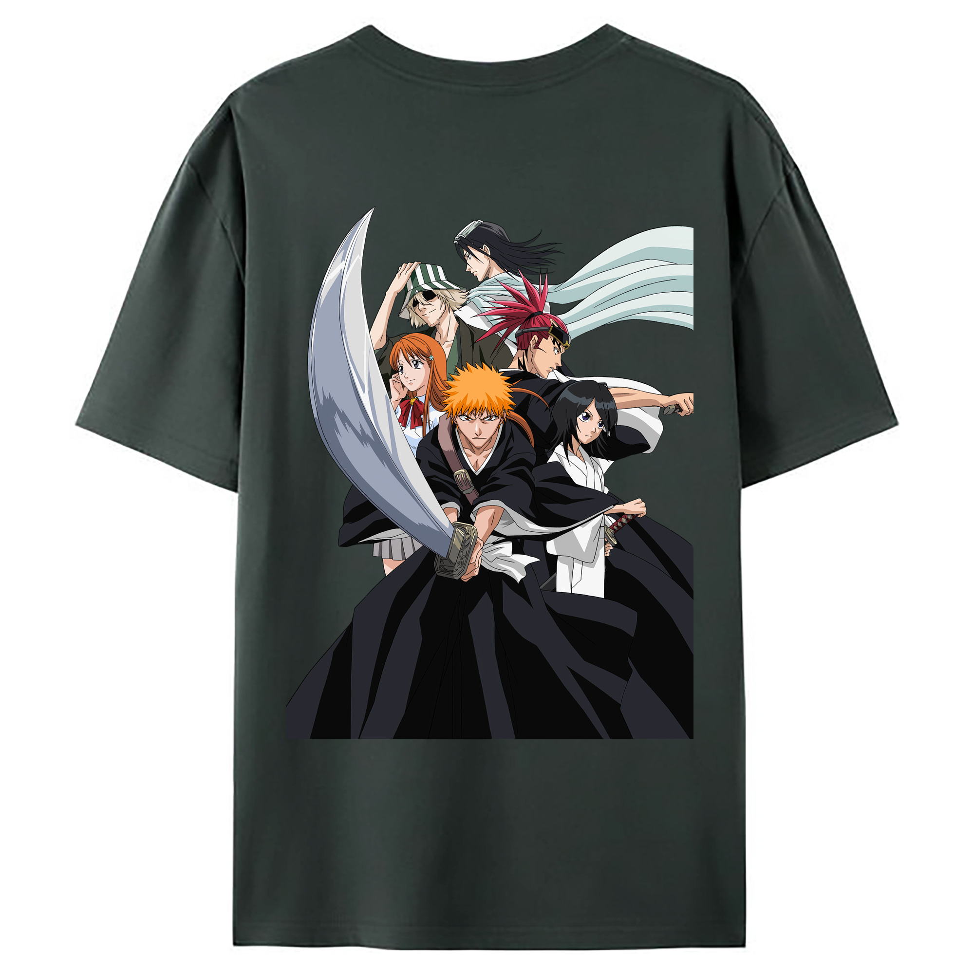 （画像用） ブリーチ 黒崎一護（くろさき いちご）BLEACH Kurosaki Ichigo 綿100％ メンズ半袖Tシャツ（バックプリント） 通気性